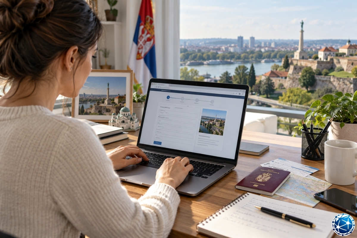 Sırbistan oturum ve çalışma izni için online başvuru yapan yabancı başvuru sahibi