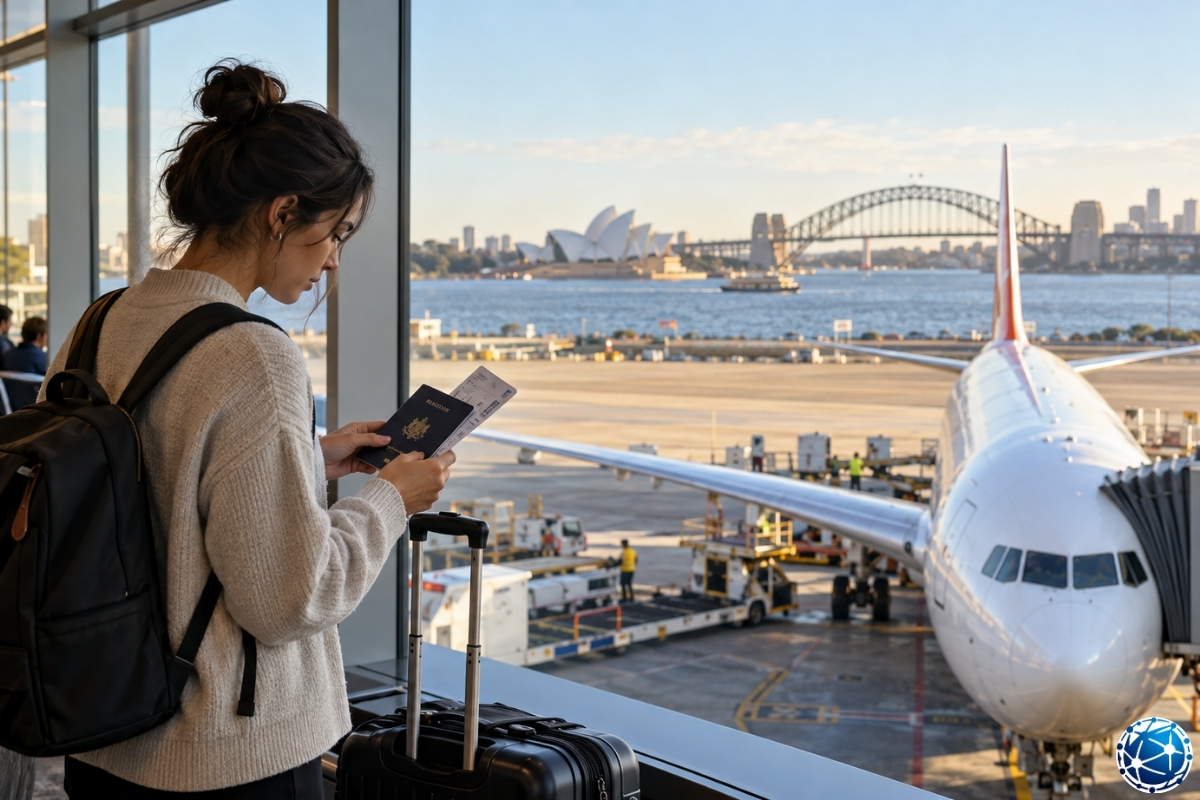 Avustralya’ya dönüş öncesi havalimanında pasaport ve travel facility kontrolü yapan daimi oturum sahibi