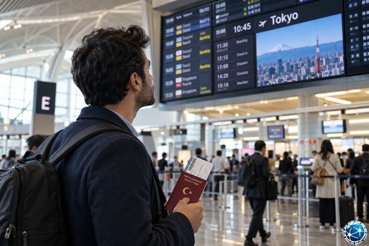 Türk pasaportuyla Tokyo uçuşunu bekleyen yolcu ve Japonya’ya 90 güne kadar vizesiz seyahat süreci