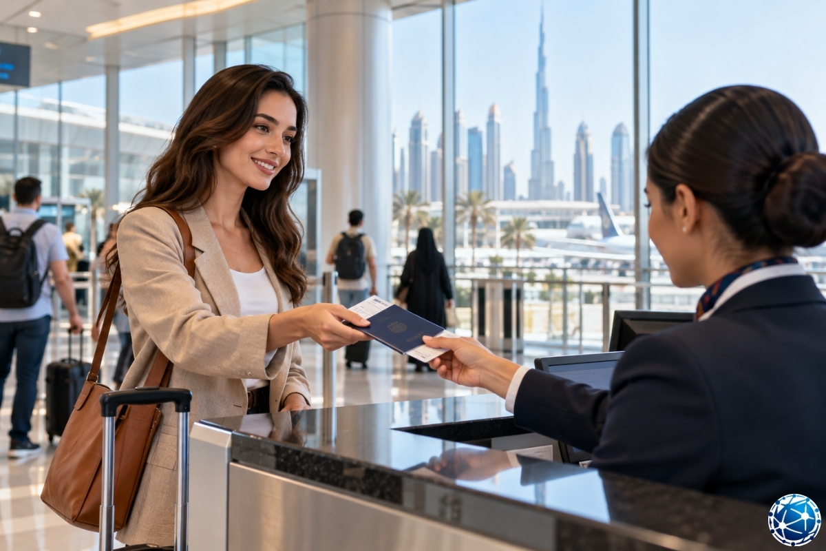Dubai havalimanında pasaportunu ve uçak biletini görevliye teslim eden, Birleşik Arap Emirlikleri