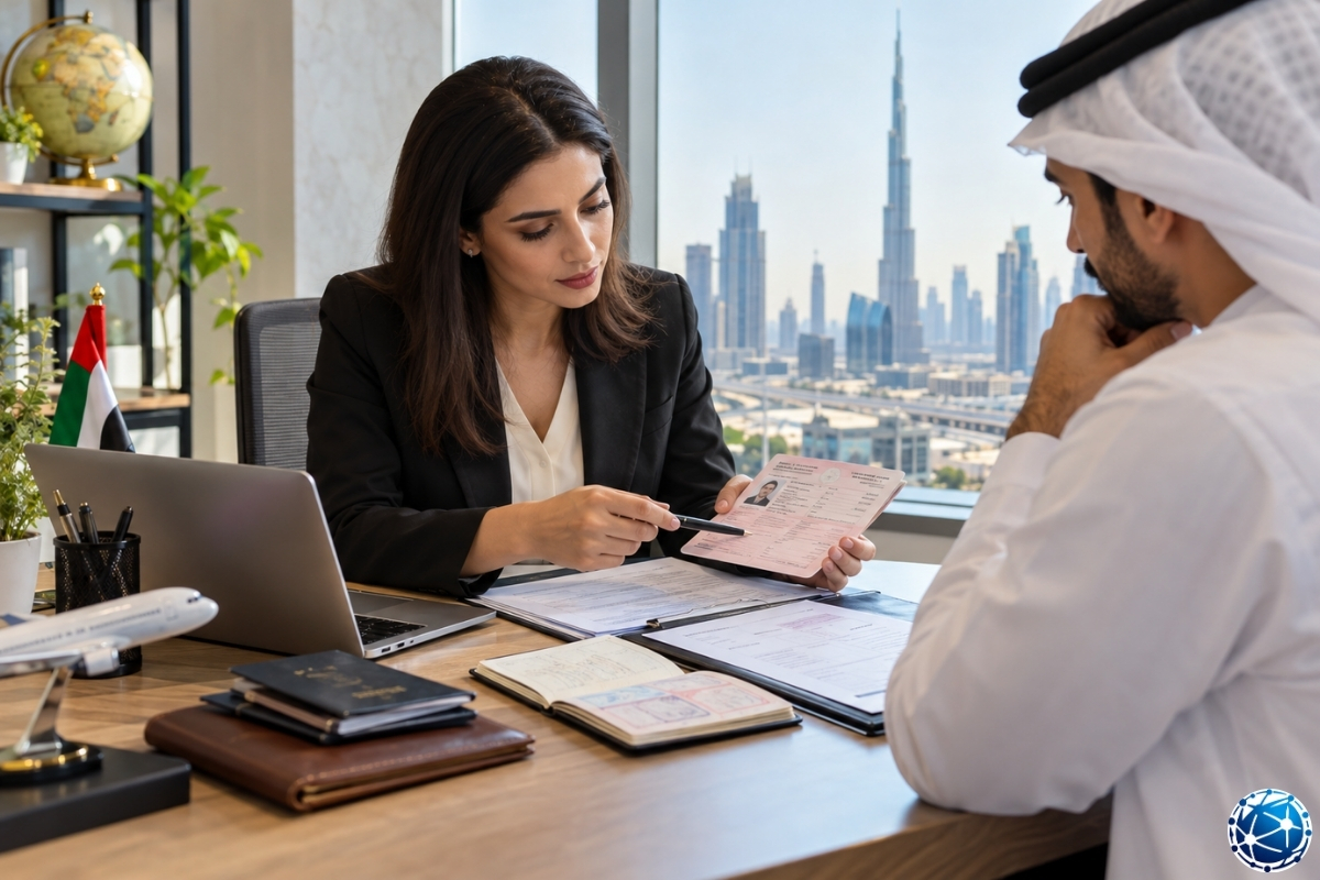Dubai Körfez oturum vizesinde meslek uygunluğu ve ikamet şartlarını değerlendirmek amacıyla oturum kartını ve başvuru belgelerini danışmanla