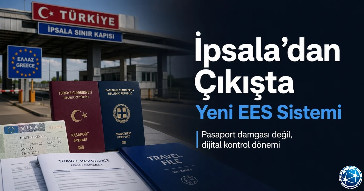 İpsala Sınır Kapısı üzerinden Yunanistan’a girişte uygulanan yeni EES sistemini anlatan profesyonel kapak görseli