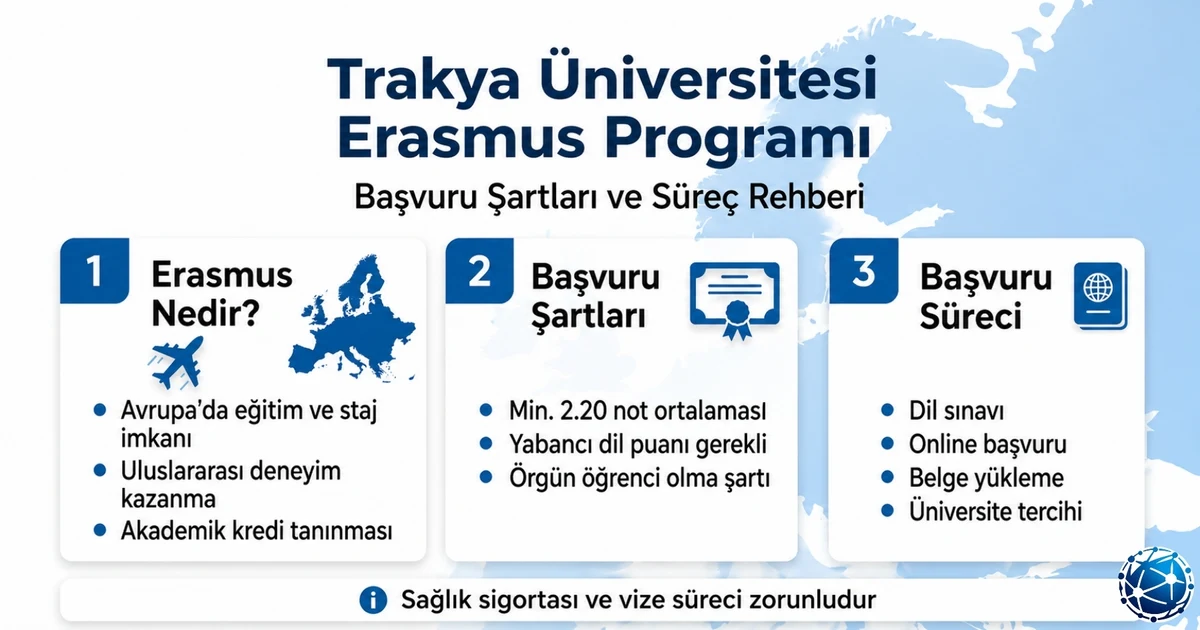 Trakya Üniversitesi Erasmus başvuru süreci, dil sınavı ve öğrenci hareketliliği rehberi
