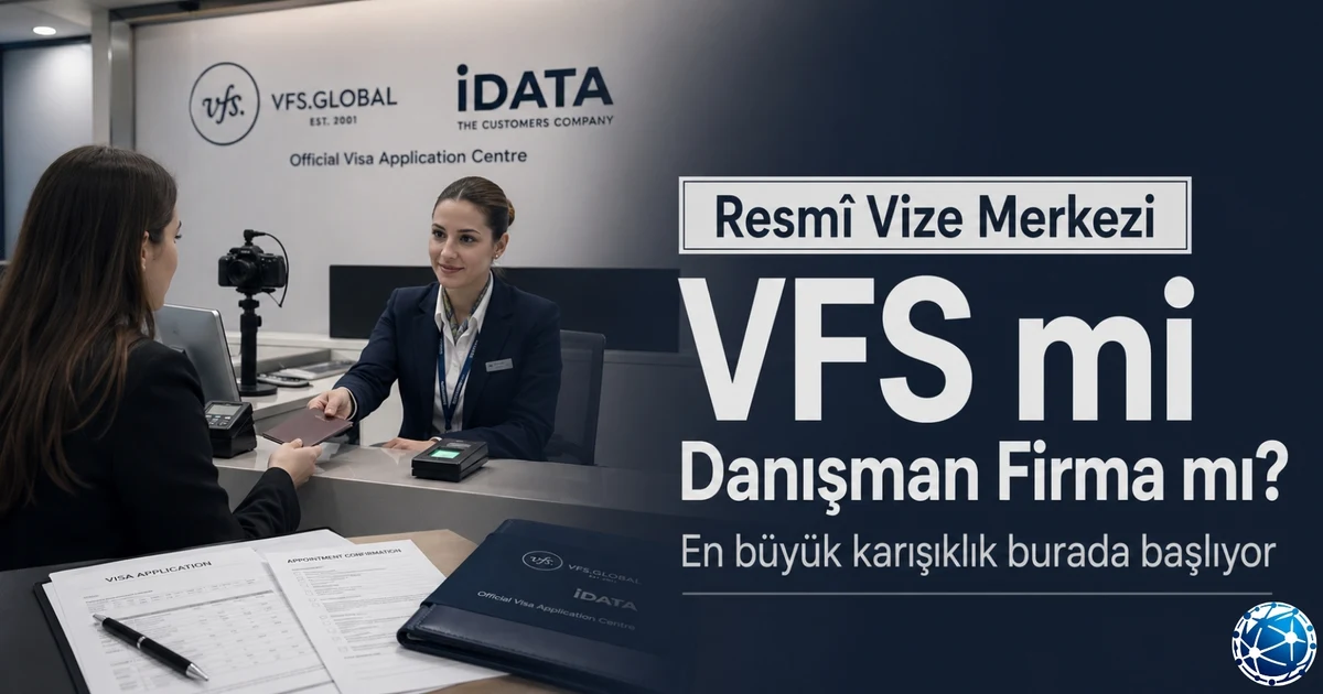 Resmî vize başvuru merkezi ve danışmanlık firmaları arasındaki farkı anlatan profesyonel kapak görseli