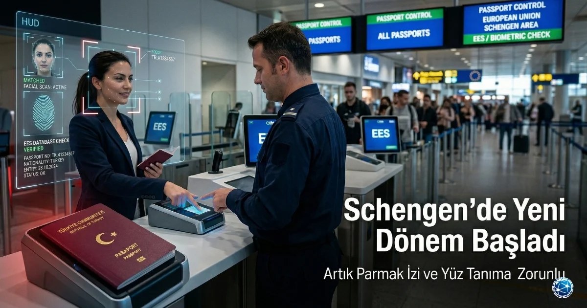 Schengen sınırında biyometrik pasaport kontrolü ve Türk pasaportu ile dijital geçiş sistemi