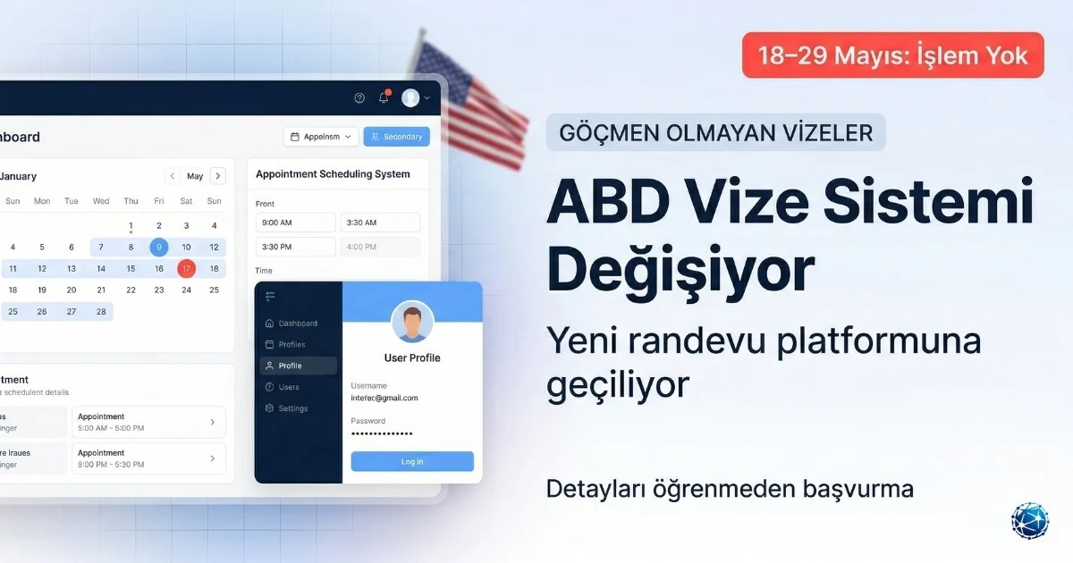 ABD vize randevu sistemi değişikliği ve yeni platform geçiş sürecini gösteren görsel