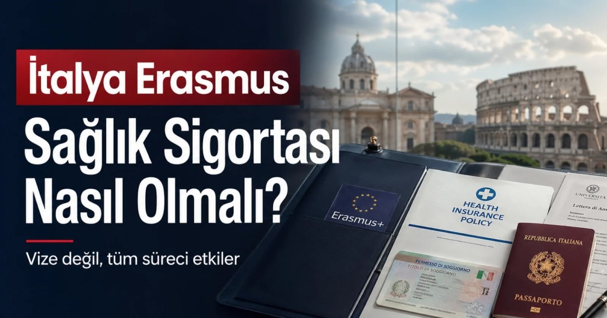 İtalya Erasmus sağlık sigortası ve öğrenci vize sürecini anlatan profesyonel kapak görseli