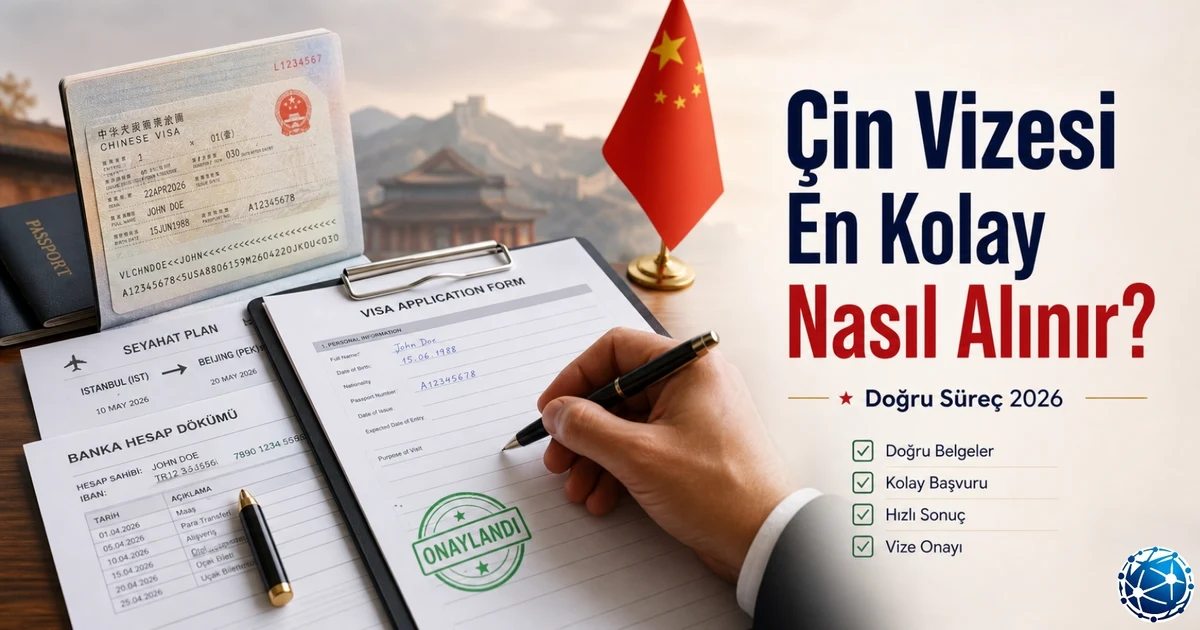 Çin vizesi başvuru süreci ve pasaport ile seyahat belgeleri konsepti