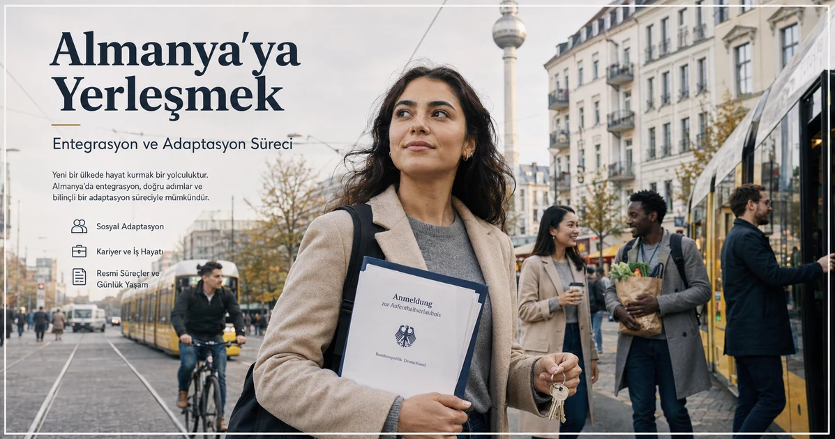Almanya’da yeni yaşama başlayan bireylerin entegrasyon ve adaptasyon sürecini temsil eden şehir yaşamı görseli