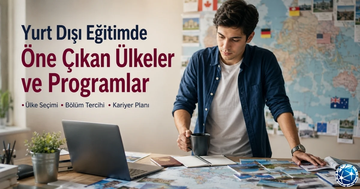 Yurt dışı eğitim planı yapan öğrenci, ülke seçenekleri ve popüler programları kariyer hedeflerine göre karşılaştırıyor.