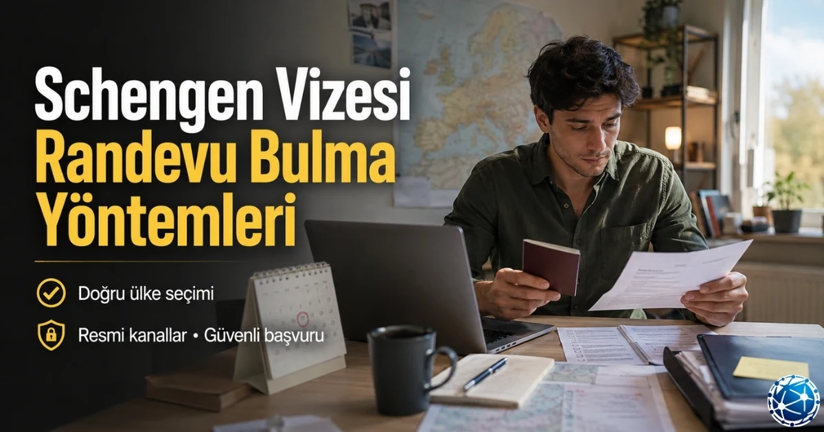 Schengen vizesi randevusu almak isteyen başvuru sahibi, resmi başvuru sistemi ve gerekli belgeleri güvenli şekilde kontrol ediyor.