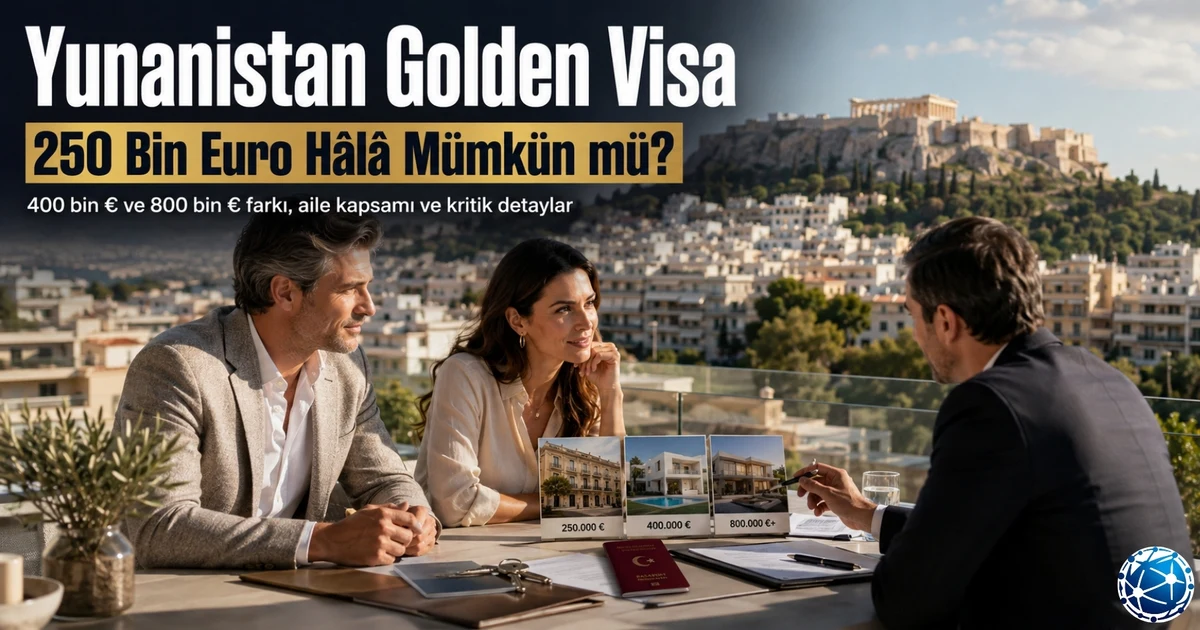 Yunanistan Golden Visa başvurusu için 250 bin euro, 400 bin euro ve 800 bin euro yatırım seçenekleri gayrimenkul belgeleriyle değerlendiriliyor.