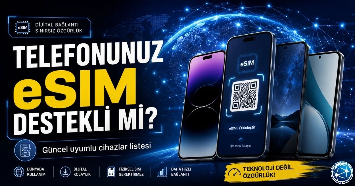 eSIM uyumlu cihazlar listesinde iPhone, Samsung, Google Pixel, Xiaomi, Oppo ve diğer telefon modelleri dijital SIM desteğiyle inceleniyor.