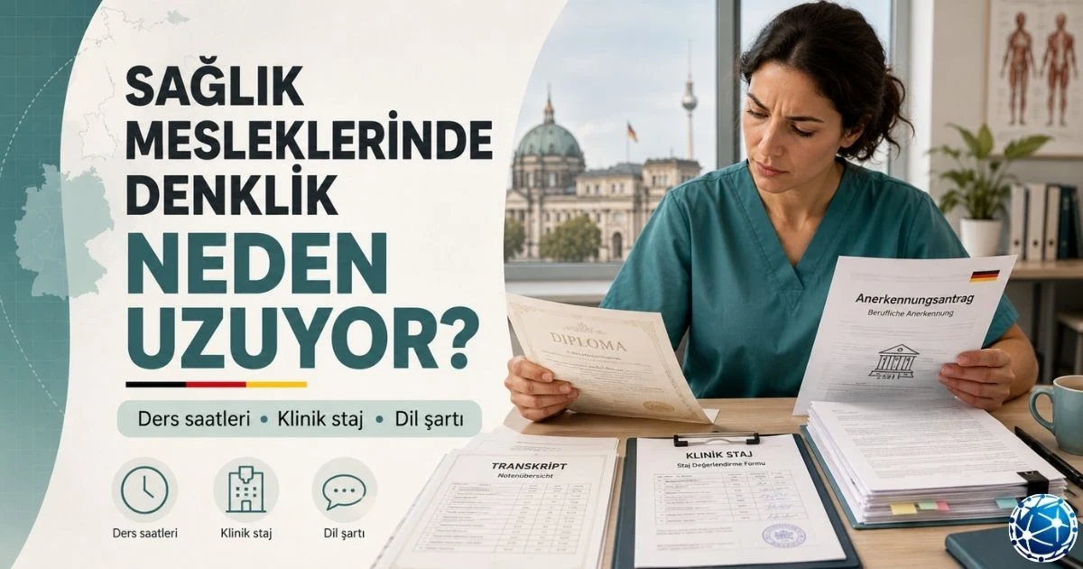 Almanya sağlık meslekleri denkliği için diploma ve klinik deneyim belgelerini hazırlayan çalışan