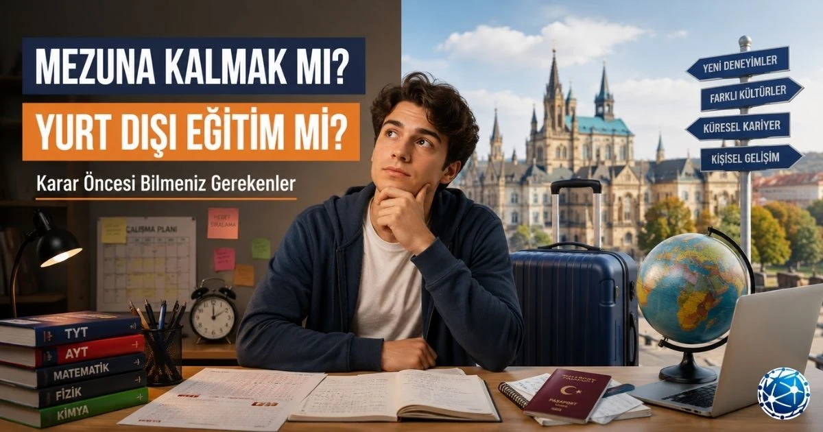Mezuna kalma ve yurt dışında üniversite seçeneklerini karşılaştıran öğrenci