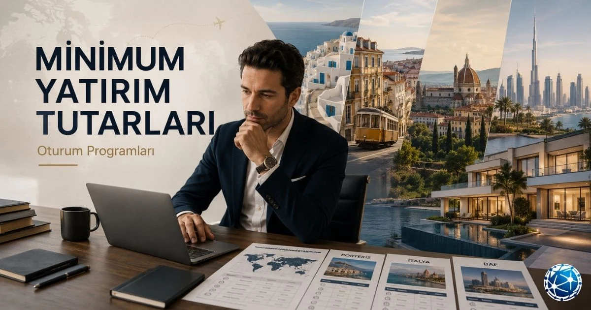 Farklı ülkelerin yatırım yoluyla oturum seçeneklerini ve minimum tutarlarını karşılaştıran yatırımcı