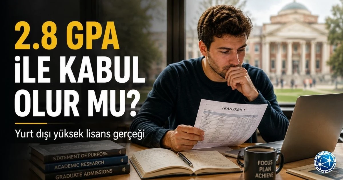 Düşük GPA ile yurt dışında yüksek lisans başvurusu için üniversite ve kabul seçeneklerini araştıran öğrenci