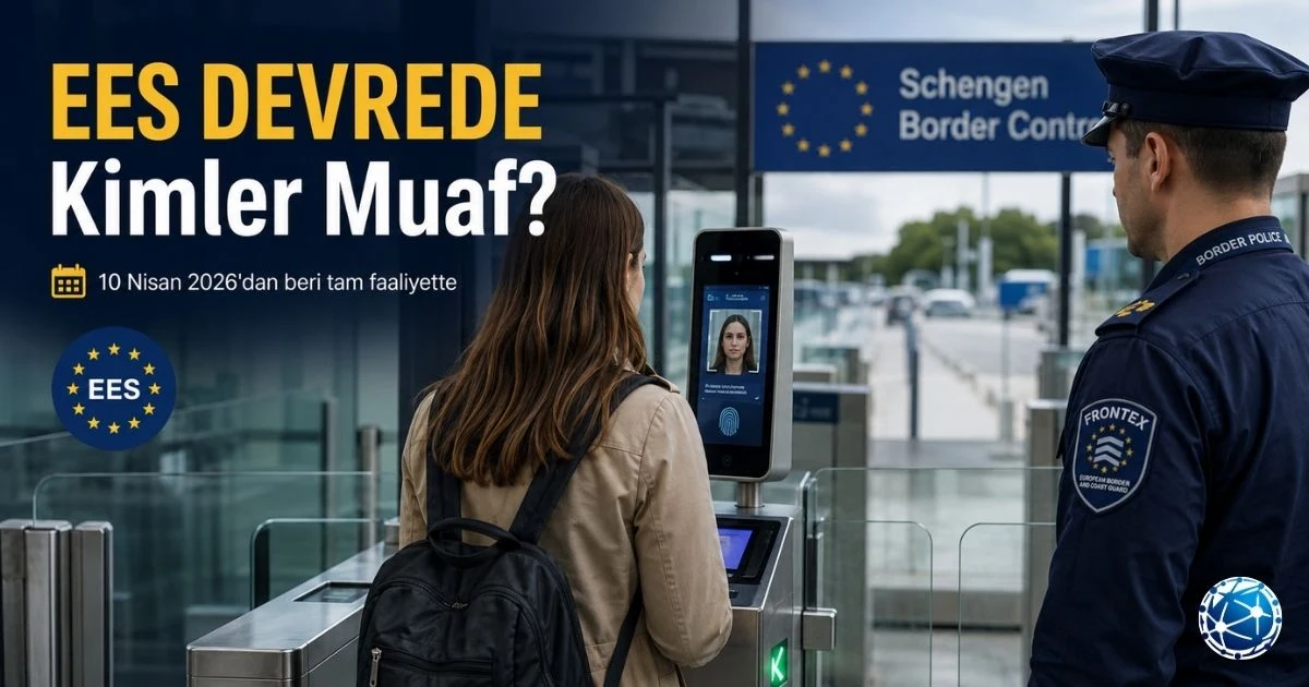 Schengen sınırında EES biyometrik kontrolünden muaf yolcuları ve oturum izni kontrollerini gösteren sınır noktası