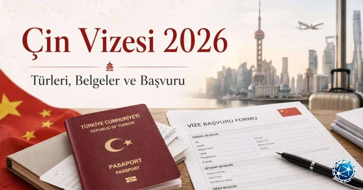 Çin vizesi başvurusu için pasaport, davet mektubu ve gerekli belgeleri hazırlayan Türkiye Cumhuriyeti vatandaşı
