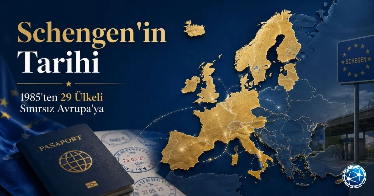 Schengen Anlaşması’nın 1985’ten günümüzde 29 ülkeye ulaşan Avrupa sınırları tarihini gösteren görsel