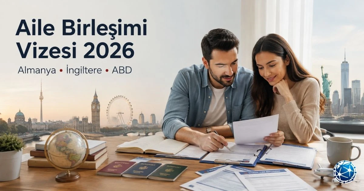 Almanya, İngiltere ve ABD aile birleşimi vizesi şartlarını ve eş başvuru süreçlerini karşılaştıran aile