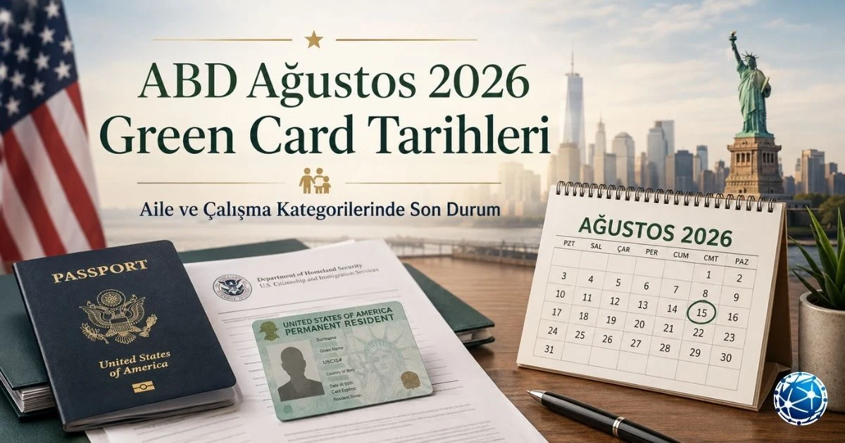 ABD Ağustos 2026 Vize Bülteni kapsamında aile ve çalışma temelli Green Card öncelik tarihlerindeki değişiklikleri gösteren görsel