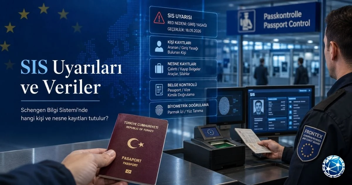 SIS uyarıları ve Schengen Bilgi Sistemi'nde tutulan kişi, belge ve biyometrik verileri gösteren görsel