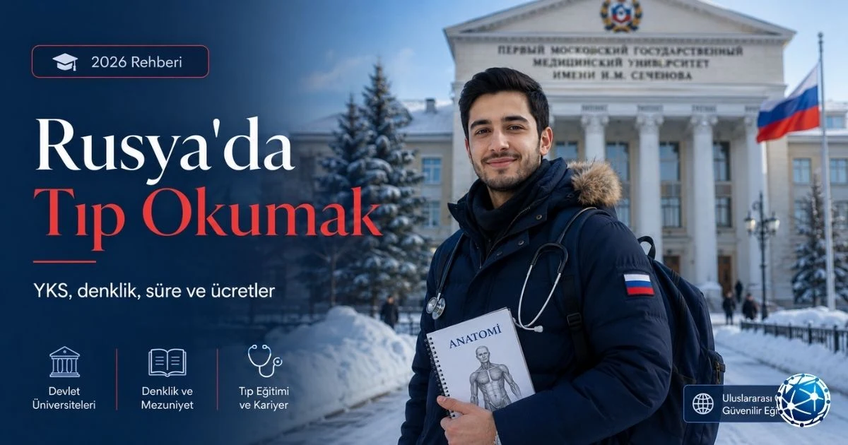 Rusya'da tıp eğitimi, YKS ve YÖK denklik sürecini anlatan üniversite ve tıp öğrencisi görseli