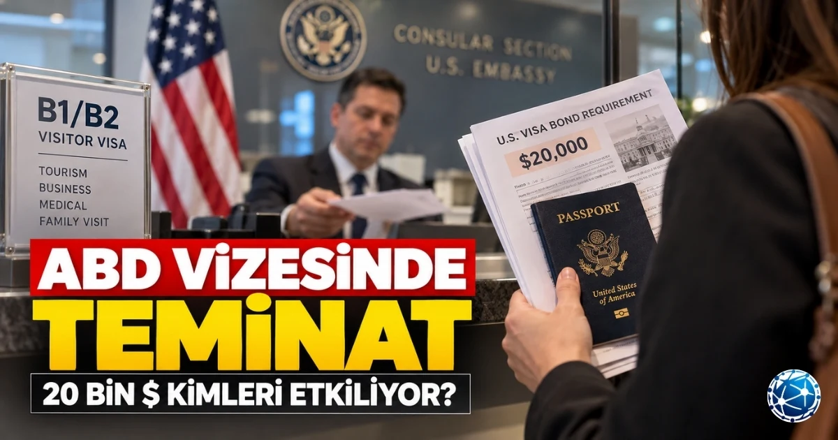 ABD B1/B2 vize başvurularında 20 bin dolara kadar uygulanabilen visa bond teminatı ve kapsamdaki 50 ülke
