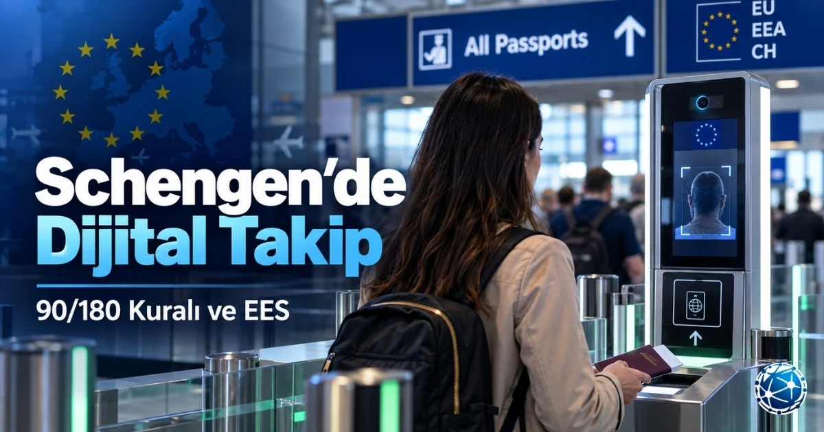 Schengen 90/180 gün kuralı ve EES sistemi kapsamında pasaport yerine dijital giriş çıkış kaydı yapılan Avrupa sınır kontrolü