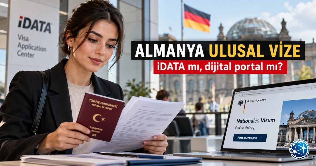 Almanya ulusal vize başvurusunda iDATA randevu sistemi ve dijital Konsolosluk Hizmet Portalını kullanan Türk başvuru sahibi