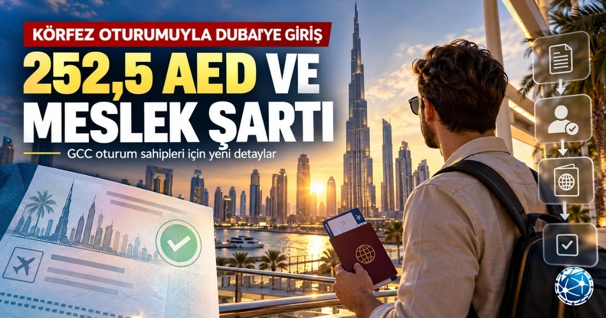 Dubai Körfez ülkeleri oturum vizesi 2026, 252,50 AED başvuru ücretleri, GCC oturum izni ve meslek uygunluk şartları